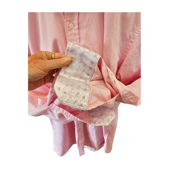 English Laundry men's pink pinstripe button down shirt, embroidery 15 1/… - Picture 4 of 8